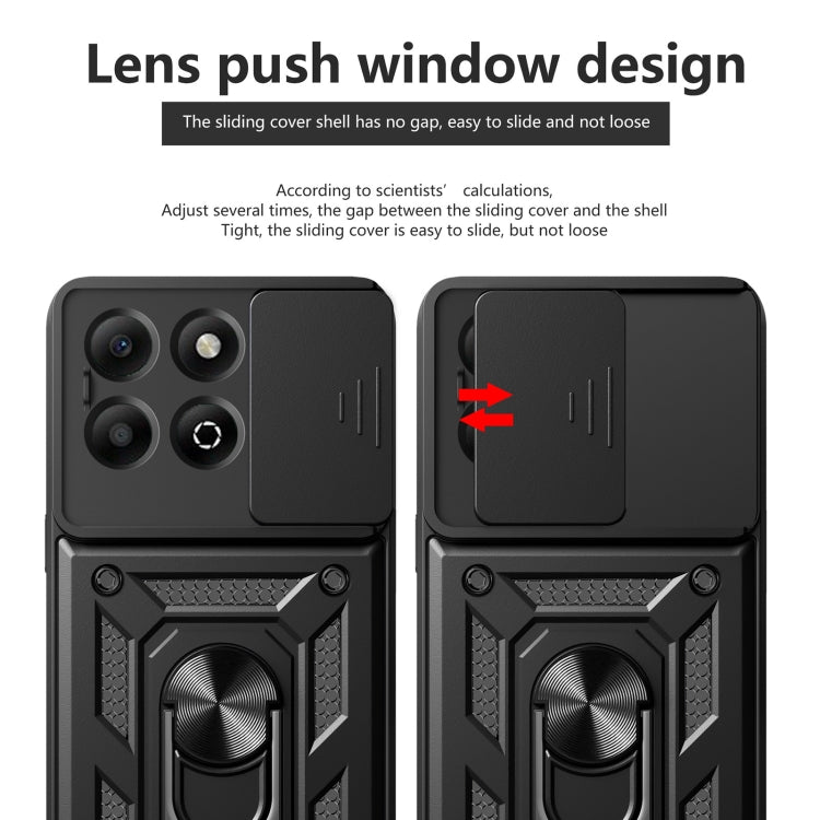 For Honor X6b 4G Sliding Camera Cover Design TPU+PC Phone Case(Black)