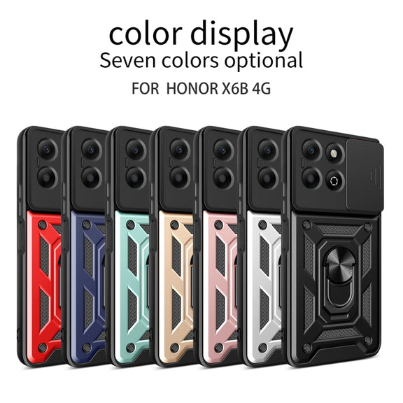 For Honor X6b 4G Sliding Camera Cover Design TPU+PC Phone Case(Red)