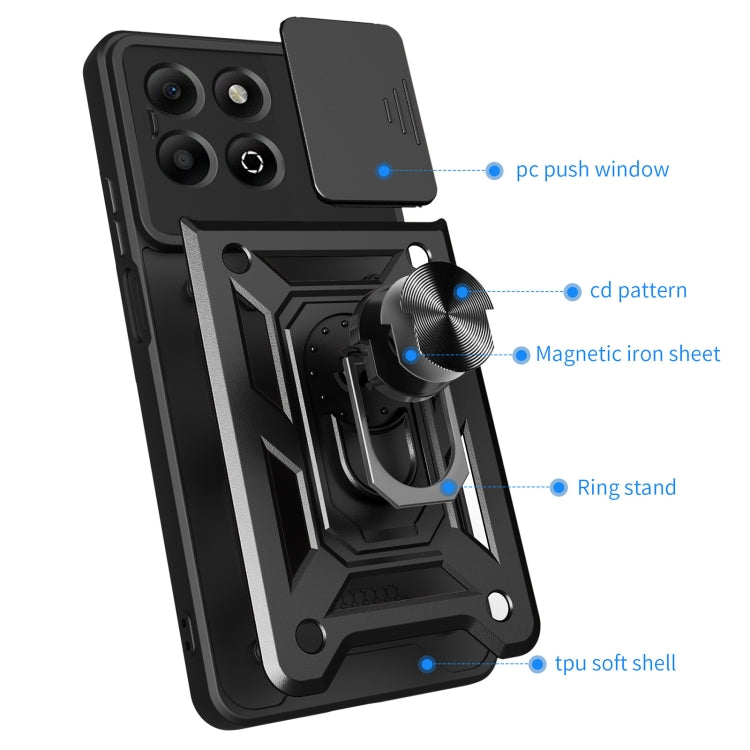 For Honor X6b 4G Sliding Camera Cover Design TPU+PC Phone Case(Red)