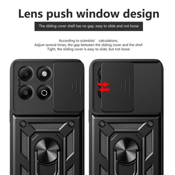 For Honor X6b 4G Sliding Camera Cover Design TPU+PC Phone Case(Red)