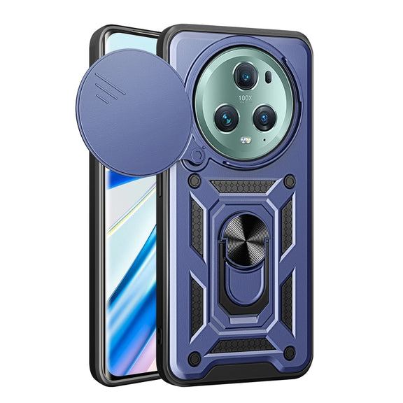 For Honor Magic5 Pro Sliding Camera Cover Design TPU+PC Phone Case(Blue)