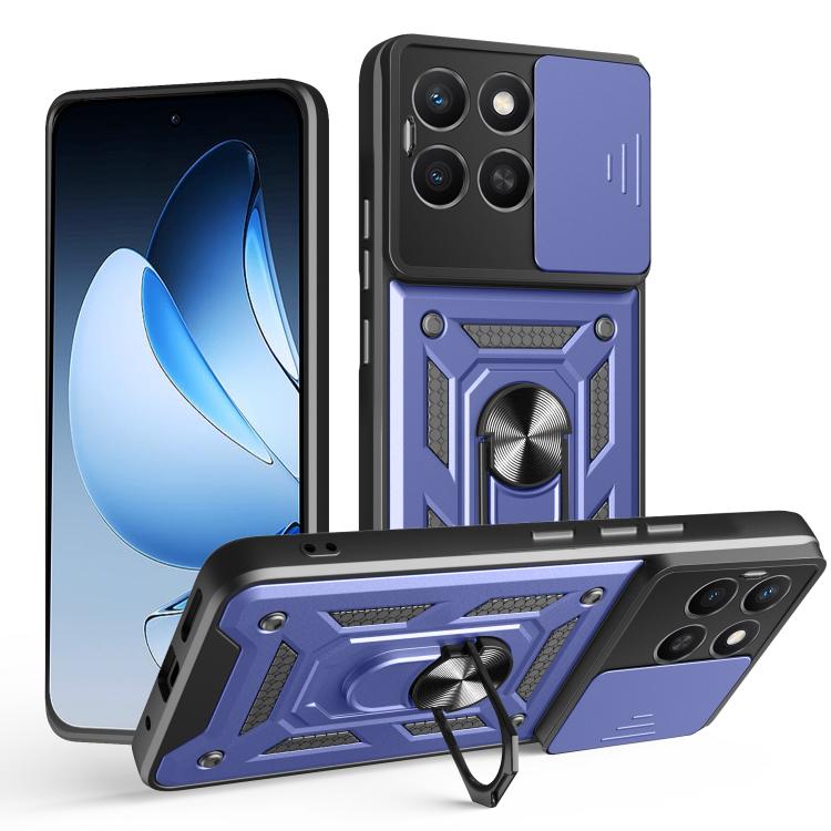 For Honor X8c 4G Sliding Camera Cover Design TPU+PC Phone Case(Blue)