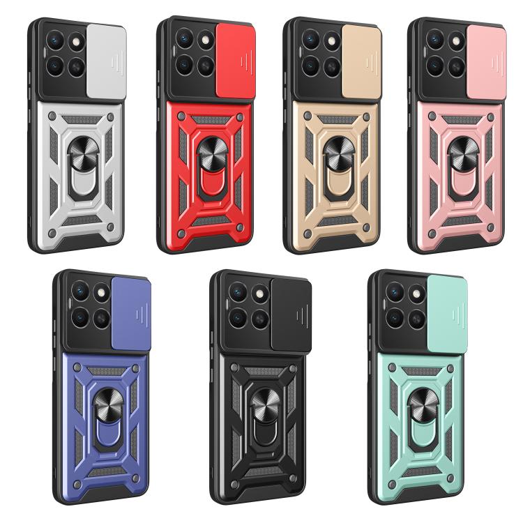 For Honor X8c 4G Sliding Camera Cover Design TPU+PC Phone Case(Silver)