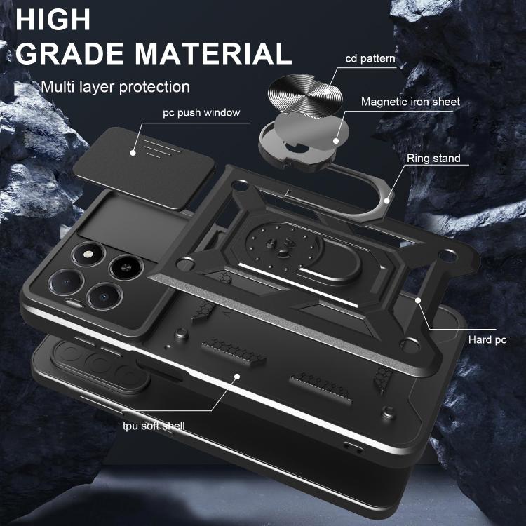 For Honor X5b Plus Sliding Camera Cover Design TPU+PC Phone Case(Red)