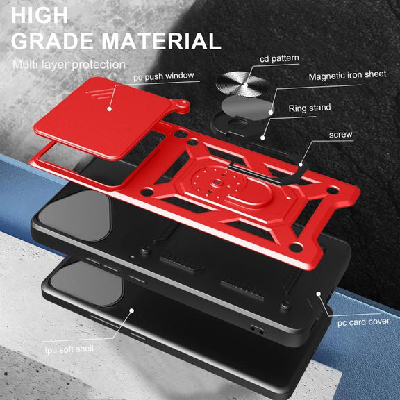 For Honor 400 Lite Global Sliding Camera Cover Design TPU+PC Phone Case(Red)