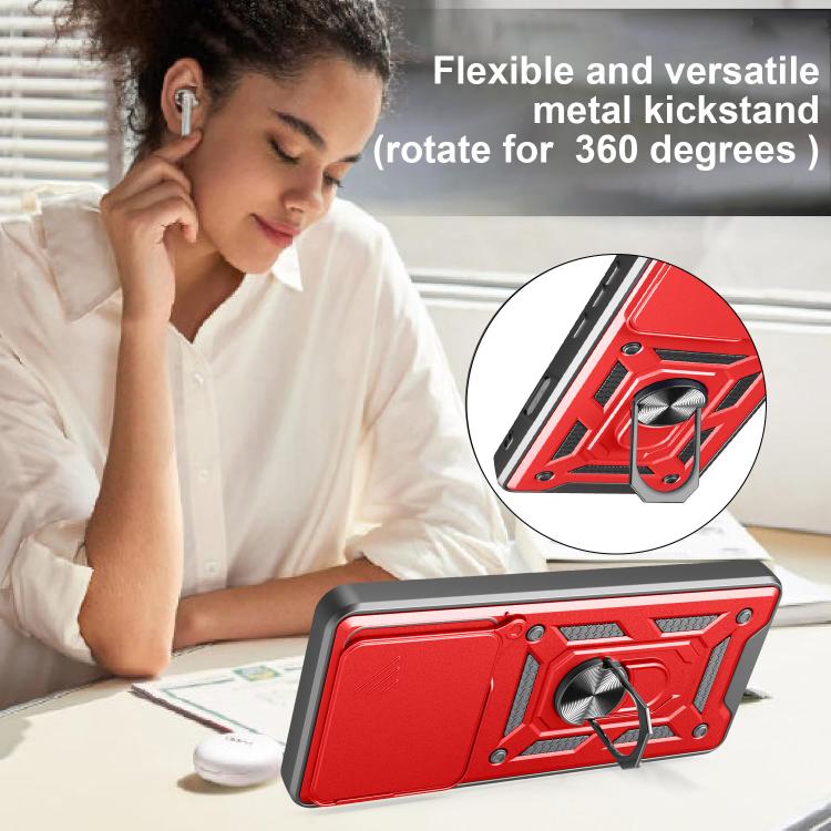 For Honor 400 Lite Global Sliding Camera Cover Design TPU+PC Phone Case(Red)