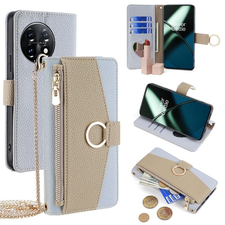 For OnePlus 11 Crossbody Litchi Texture Leather Phone Case(Blue)
