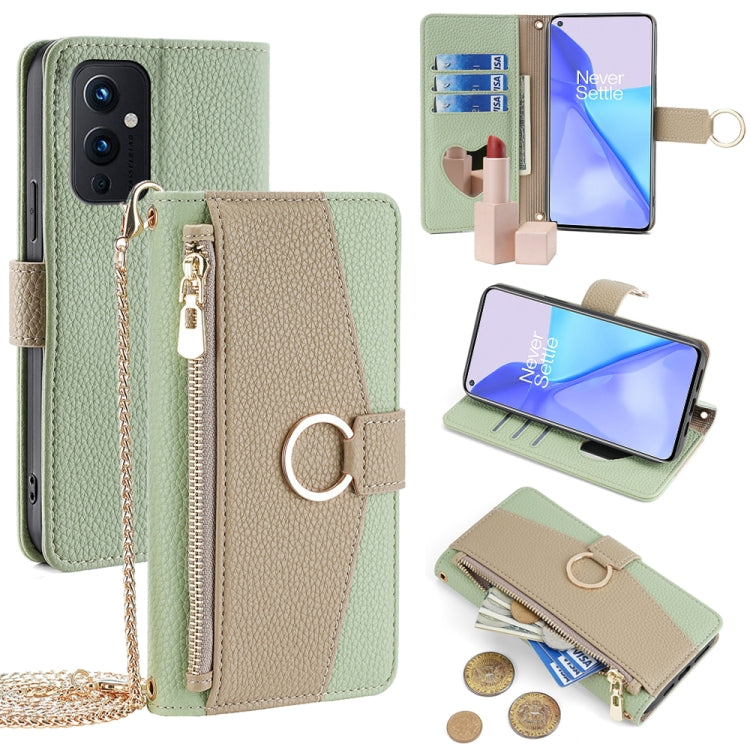 For OnePlus 9 Crossbody Litchi Texture Leather Phone Case(Green)