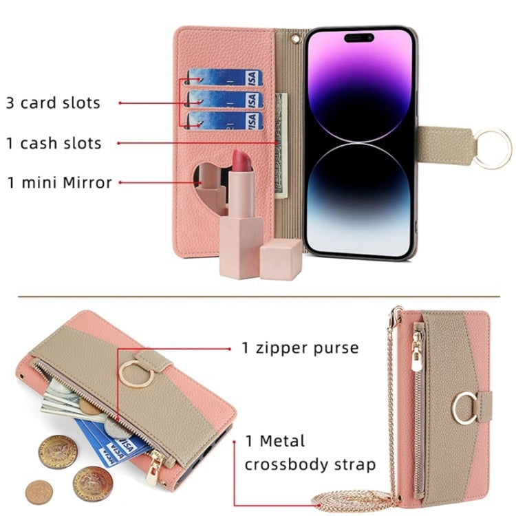 For OnePlus 9 Crossbody Litchi Texture Leather Phone Case(Pink)