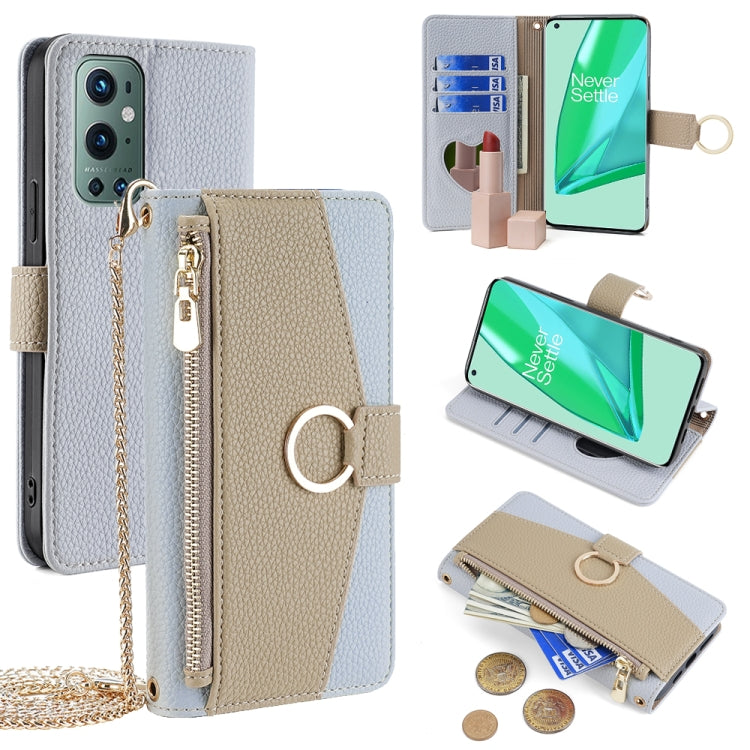 For OnePlus 9 Pro Crossbody Litchi Texture Leather Phone Case(Blue)