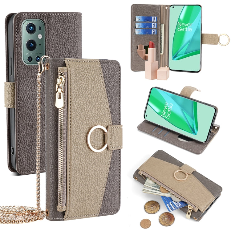 For OnePlus 9 Pro Crossbody Litchi Texture Leather Phone Case(Grey)