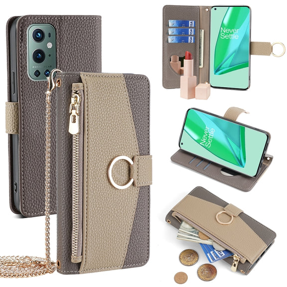 For OnePlus 9 Pro Crossbody Litchi Texture Leather Phone Case(Grey)
