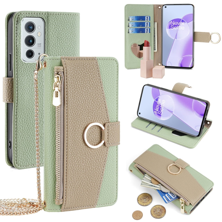For OnePlus 9RT 5G Crossbody Litchi Texture Leather Phone Case(Green)