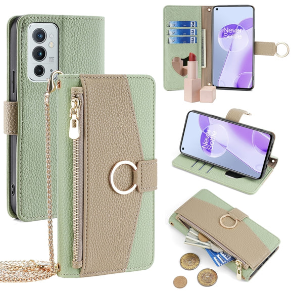 For OnePlus 9RT 5G Crossbody Litchi Texture Leather Phone Case(Green)