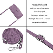 For Tecno Spark Go 2024 / POP 8 Skin Feel Stripe Pattern Leather Phone Case with Long Lanyard(Purple)