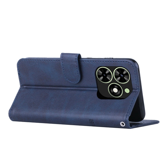 For Tecno Spark Go 2024 / POP 8 Stitching Calf Texture Buckle Leather Phone Case(Blue)