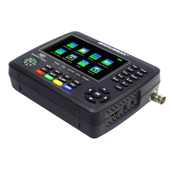 iBRAVEBOX V10 Finder Max+ 4.3 inch Display Digital Satellite Meter Signal Finder, Support DVB-S/S2/S2X AHD, Plug Type:EU Plug(Black)