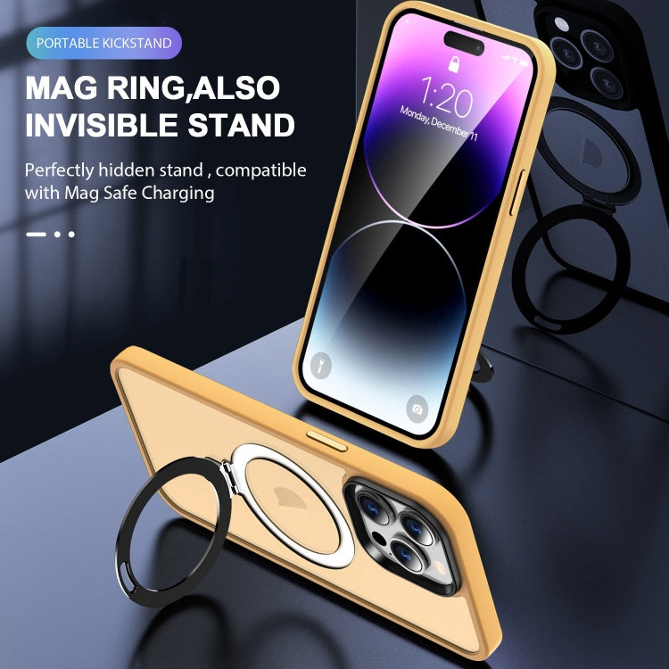 For iPhone 16 Pro Skin-feel MagSafe Holder PC Hybrid TPU Phone Case(Orange)