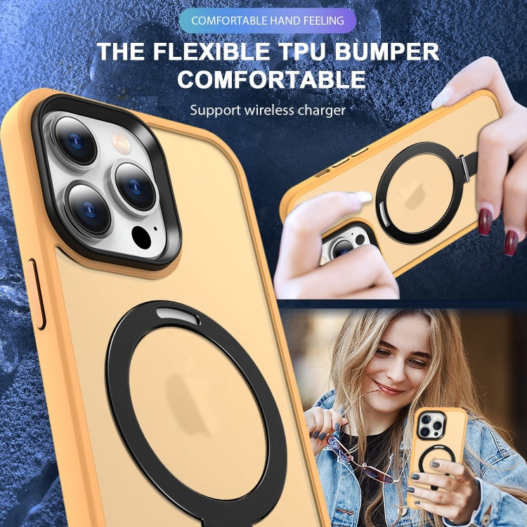 For iPhone 16 Pro Skin-feel MagSafe Holder PC Hybrid TPU Phone Case(Orange)