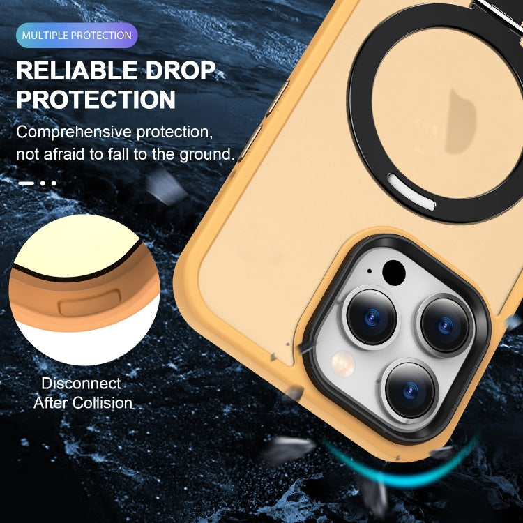 For iPhone 16 Pro Skin-feel MagSafe Holder PC Hybrid TPU Phone Case(Orange)