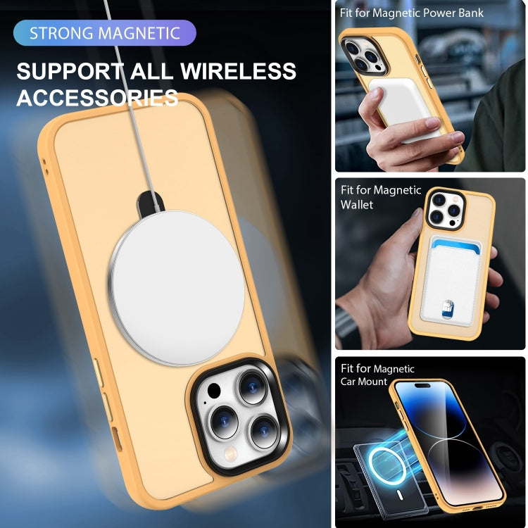 For iPhone 16 Pro Skin-feel MagSafe Holder PC Hybrid TPU Phone Case(Orange)