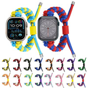 For Apple Watch Ultra 2 49mm Paracord Fishtail Braided Silicone Bead Watch Band(Blue Red)