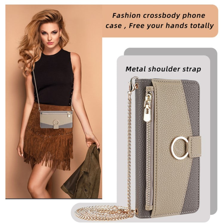 For Sharp Aquos wish4 Crossbody Litchi Texture Leather Phone Case(Grey)