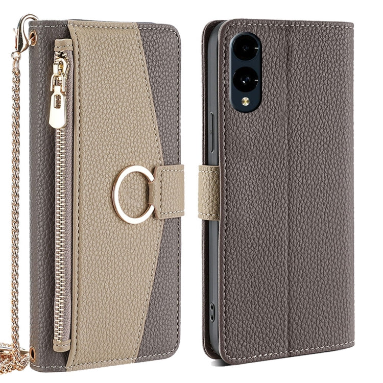 For Fujitsu Arrows We2 Crossbody Litchi Texture Leather Phone Case(Grey)