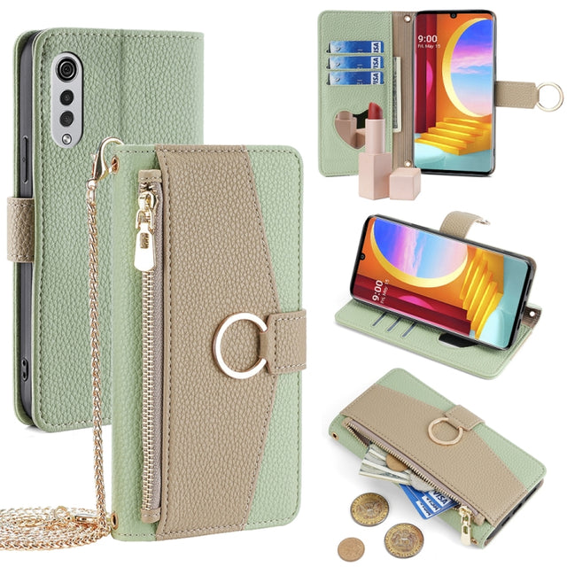 For LG Velvet Crossbody Litchi Texture Leather Phone Case(Green)