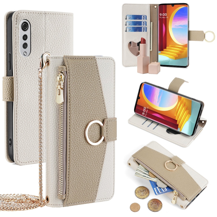 For LG Velvet Crossbody Litchi Texture Leather Phone Case(White)