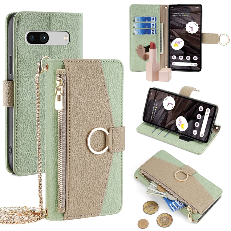 For Google Pixel 7a Crossbody Litchi Texture Leather Phone Case(Green)