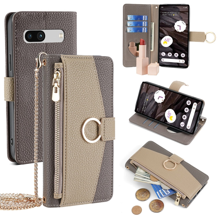 For Google Pixel 7a Crossbody Litchi Texture Leather Phone Case(Grey)