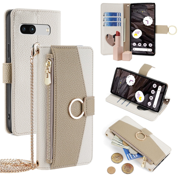 For Google Pixel 7a Crossbody Litchi Texture Leather Phone Case(White)