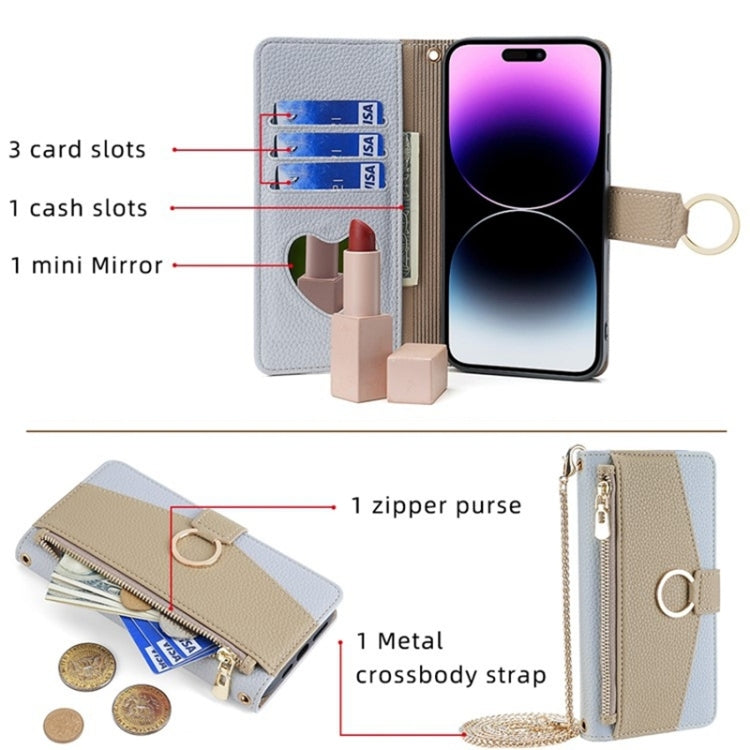 For Google Pixel 7 Pro Crossbody Litchi Texture Leather Phone Case(Blue)