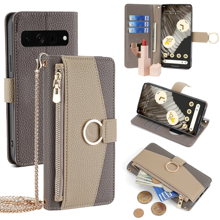 For Google Pixel 7 Pro Crossbody Litchi Texture Leather Phone Case(Grey)