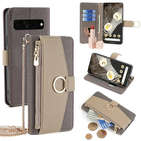For Google Pixel 7 Pro Crossbody Litchi Texture Leather Phone Case(Grey)