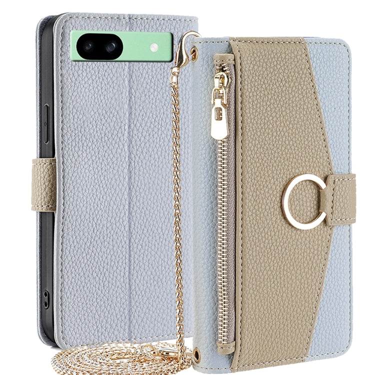 For Google Pixel 8a Crossbody Litchi Texture Leather Phone Case(Blue)