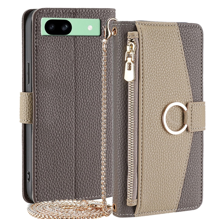 For Google Pixel 8a Crossbody Litchi Texture Leather Phone Case(Grey)