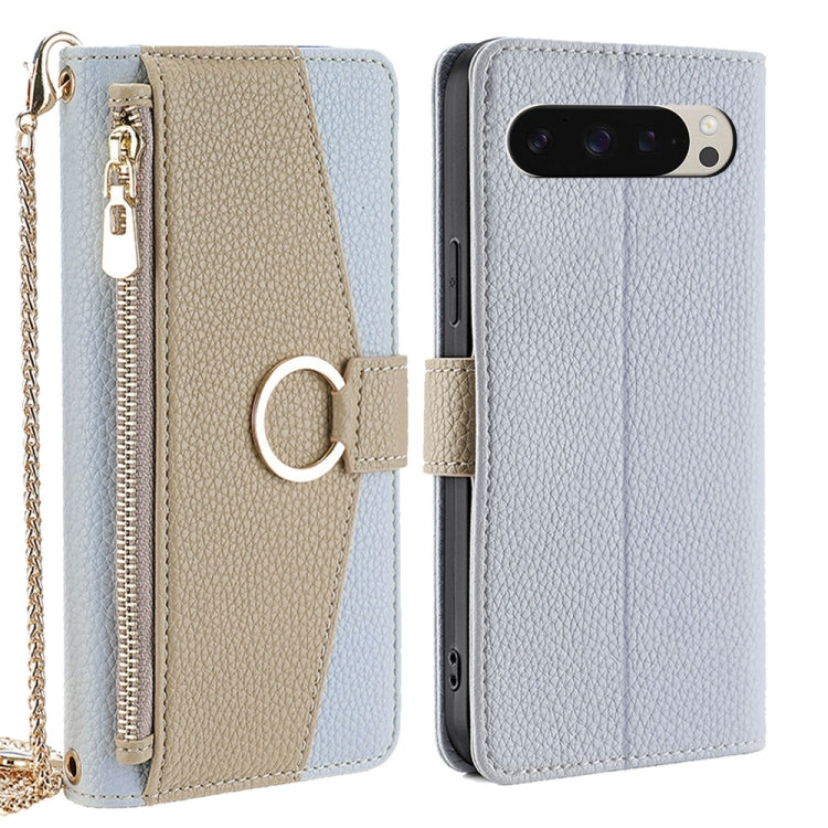 For Google Pixel 9 Crossbody Litchi Texture Leather Phone Case(Blue)