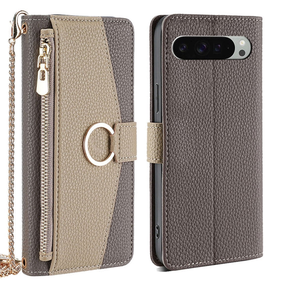 For Google Pixel 9 Pro XL Crossbody Litchi Texture Leather Phone Case(Grey)