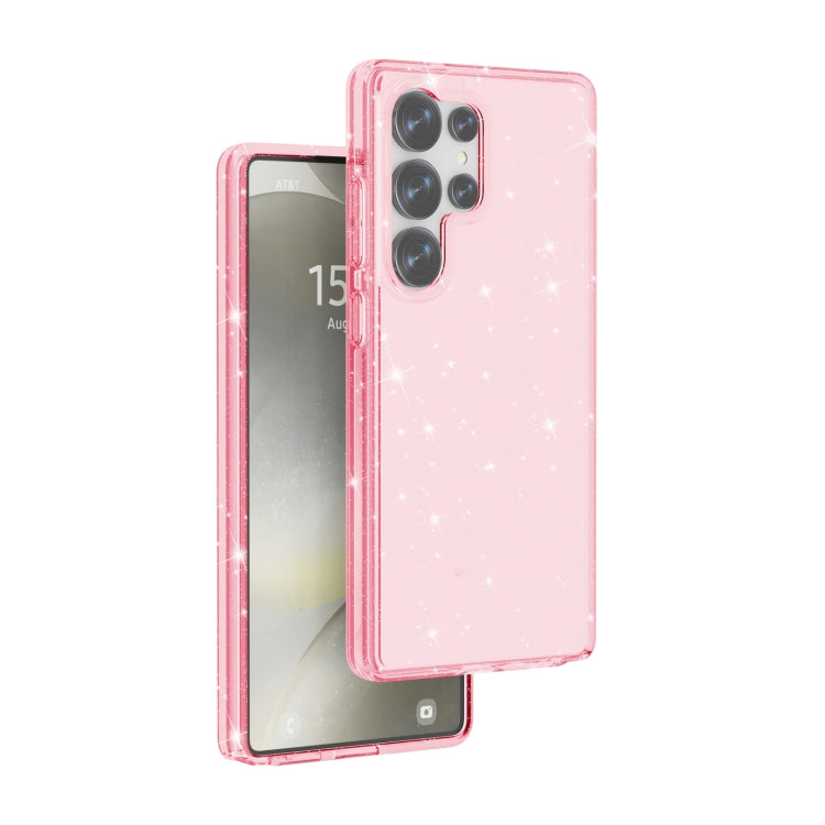 For Samsung Galaxy S25 Ultra 5G Shockproof Terminator Glitter Powder Phone Case(Pink)