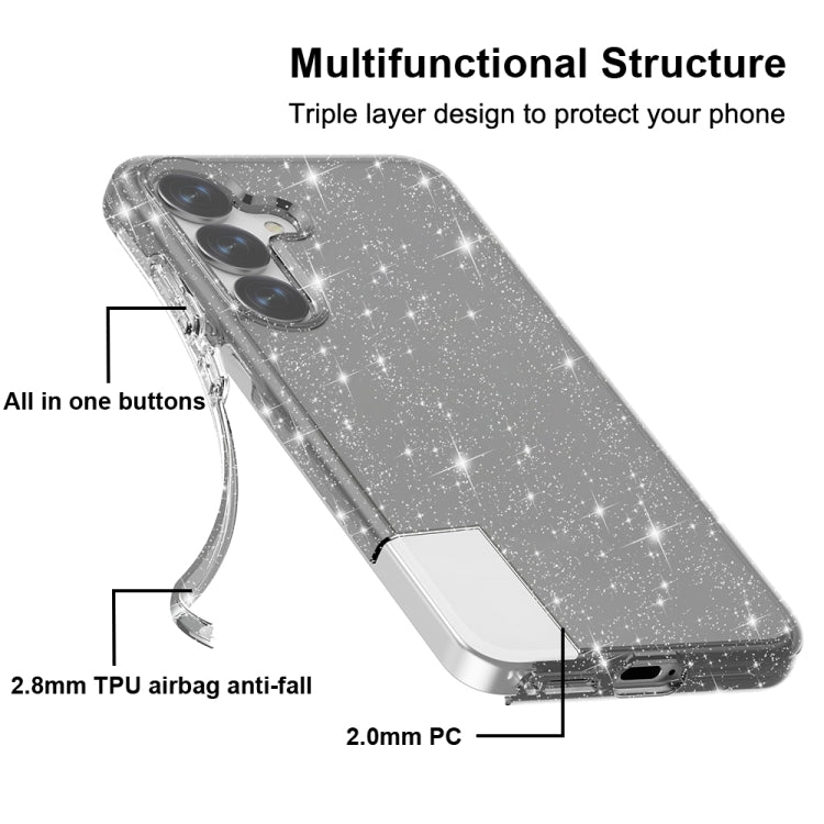 For Samsung Galaxy S25 5G Shockproof Terminator Glitter Powder Phone Case(Black)