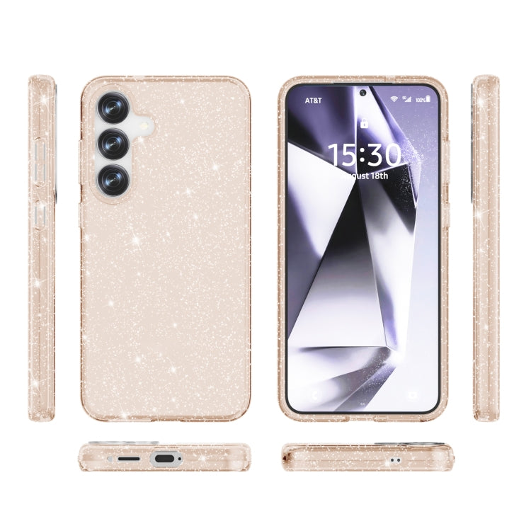 For Samsung Galaxy S25 5G Shockproof Terminator Glitter Powder Phone Case(Gold)