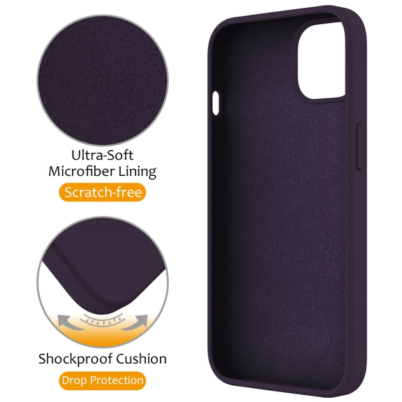 For iPhone 12 MagSafe Magnetic Liquid Silicone Phone Case with Ring Holder(Purple)