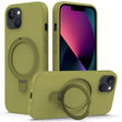 For iPhone 13 MagSafe Magnetic Liquid Silicone Phone Case with Ring Holder(Willow Green) - iPhone 13 Cases by PMC TechLife | Online Shopping South Africa | PMC TechLife