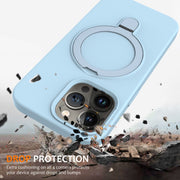 For iPhone 15 Pro MagSafe Magnetic Liquid Silicone Phone Case with Ring Holder(Sky Blue)