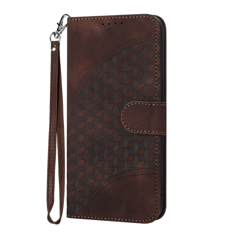For iPhone 16 Pro YX0060 Elephant Head Embossed Phone Leather Case with Lanyard(Coffee)