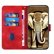 For iPhone 16 YX0060 Elephant Head Embossed Phone Leather Case with Lanyard(Red)