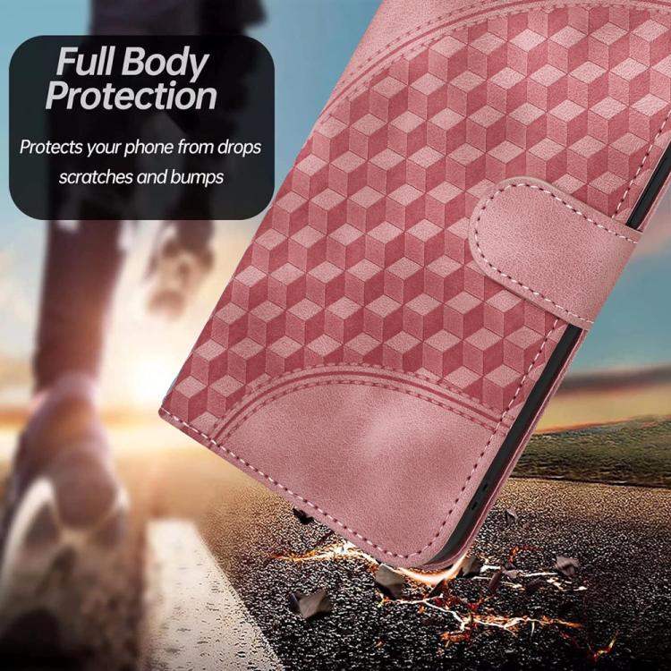 For iPhone 17 YX0060 Elephant Head Embossed Phone Leather Case with Lanyard(Pink)