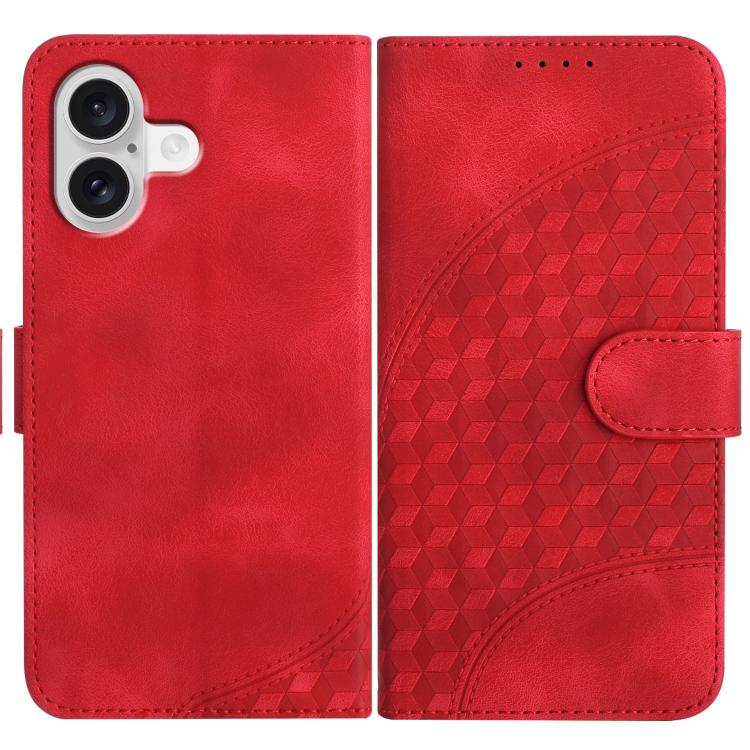 For iPhone 17 YX0060 Elephant Head Embossed Phone Leather Case with Lanyard(Red)